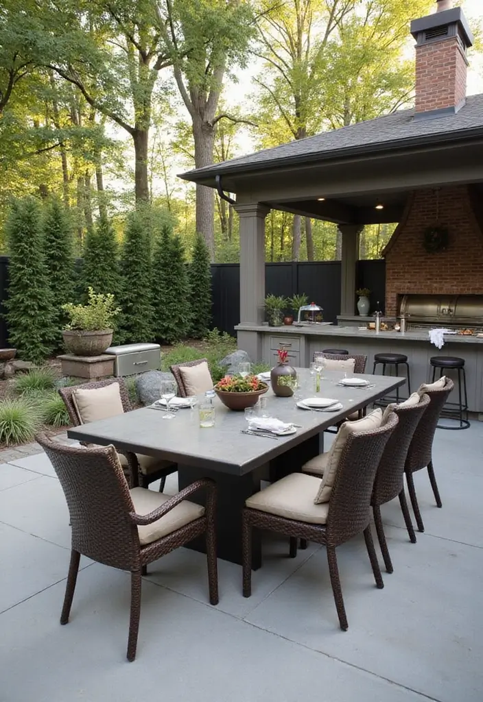 25 Backyard BBQ Area Designs Perfect for Weekend Parties 6 25 Backyard BBQ Area Designs Perfect for Weekend Parties 6. Stylish Outdoor Dining Set