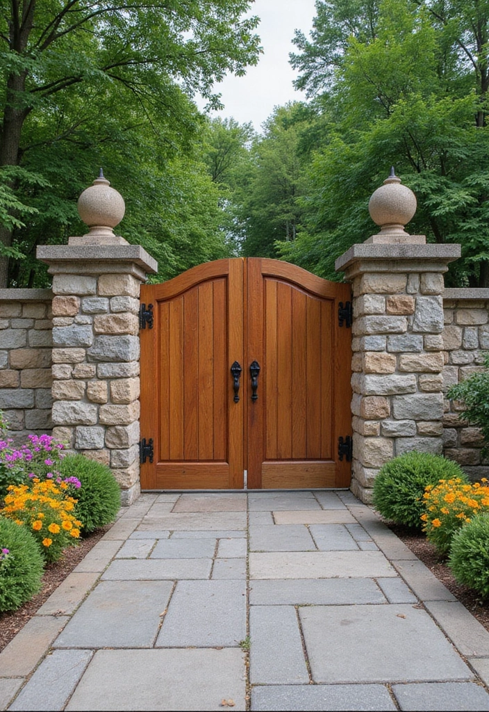 25 Backyard Entrance Ideas That Make a Grand First Impression 10 25 Backyard Entrance Ideas That Make a Grand First Impression - 10. Natural Stone Pillars with a Gate.