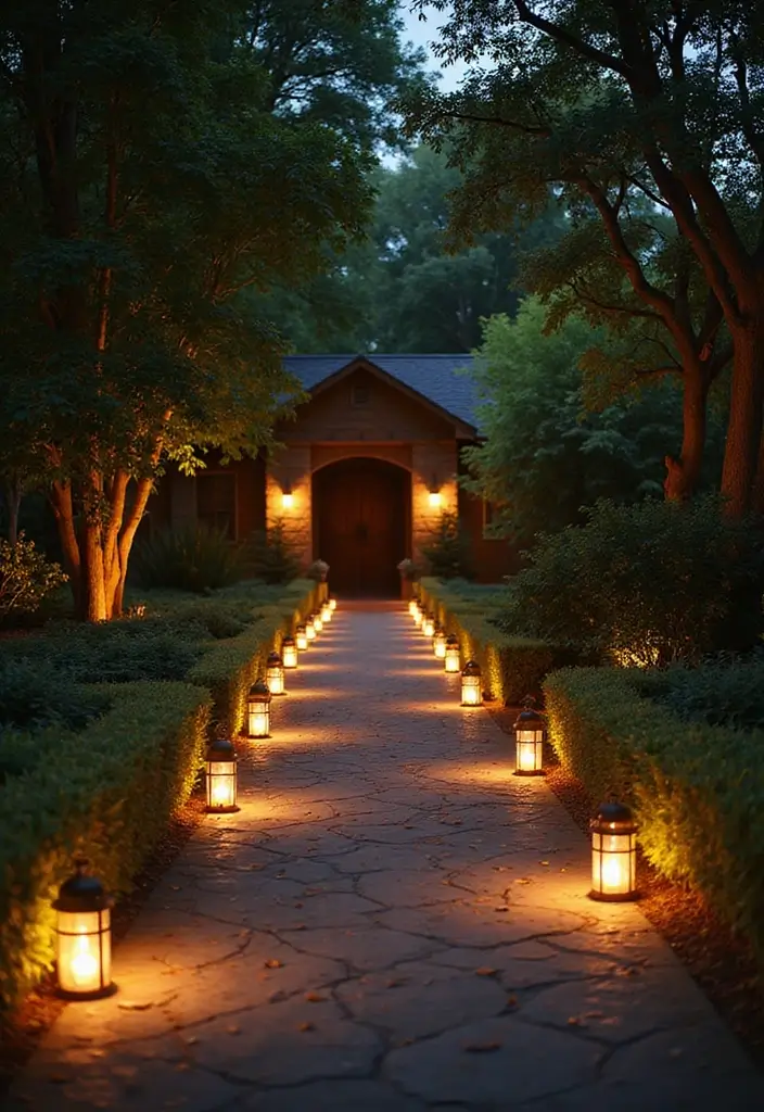 25 Backyard Entrance Ideas That Make a Grand First Impression 16 25 Backyard Entrance Ideas That Make a Grand First Impression - 16. Pathway Lined with Lanterns.