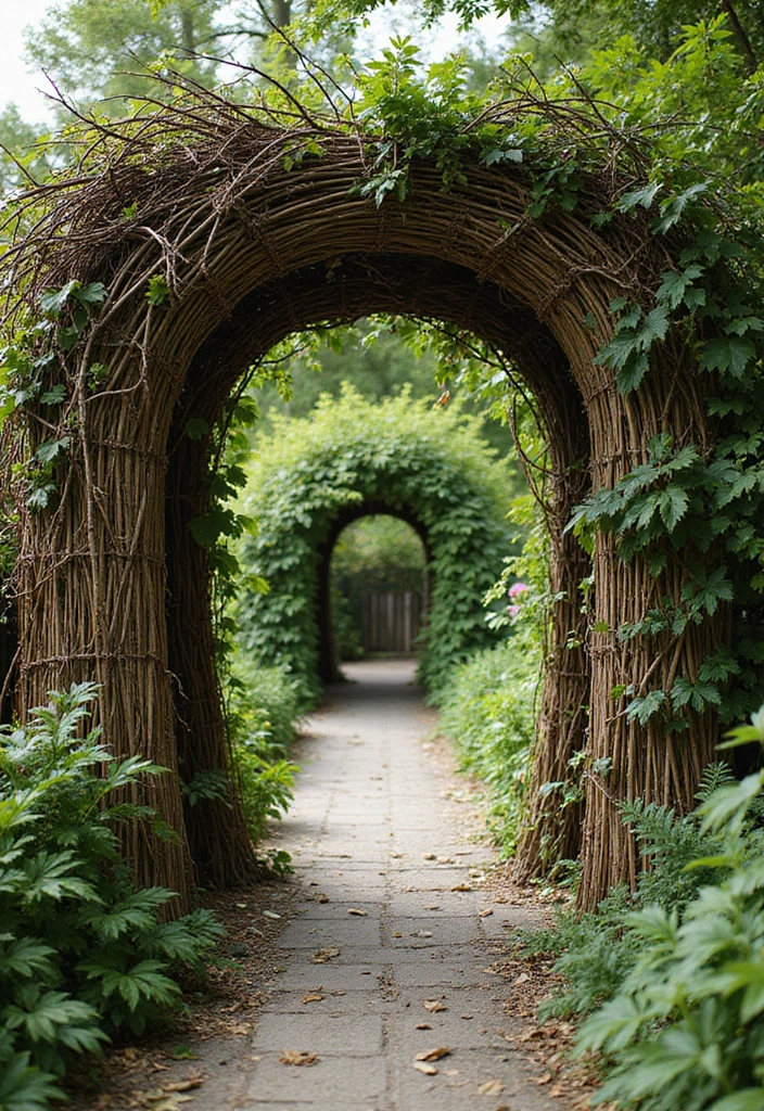 25 Backyard Entrance Ideas That Make a Grand First Impression 2 25 Backyard Entrance Ideas That Make a Grand First Impression - 2. Woven Willow Fence.