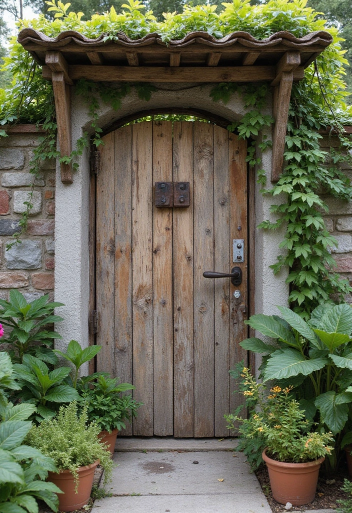 25 Backyard Entrance Ideas That Make a Grand First Impression 22 25 Backyard Entrance Ideas That Make a Grand First Impression - 22. Creative Use of Recycled Materials.