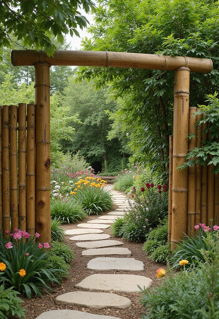 25 Backyard Entrance Ideas That Make a Grand First Impression 24 25 Backyard Entrance Ideas That Make a Grand First Impression - 24. Graceful Bamboo Fencing.