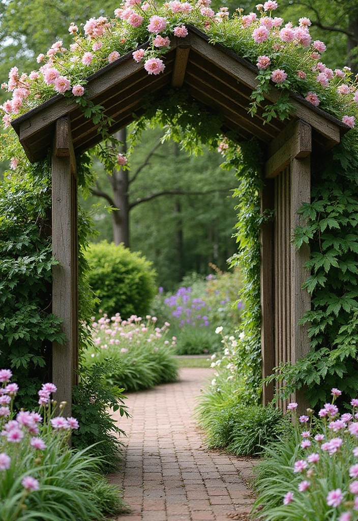 25 Backyard Entrance Ideas That Make a Grand First Impression 4 25 Backyard Entrance Ideas That Make a Grand First Impression - 4. Rustic Archway with Climbing Vines.