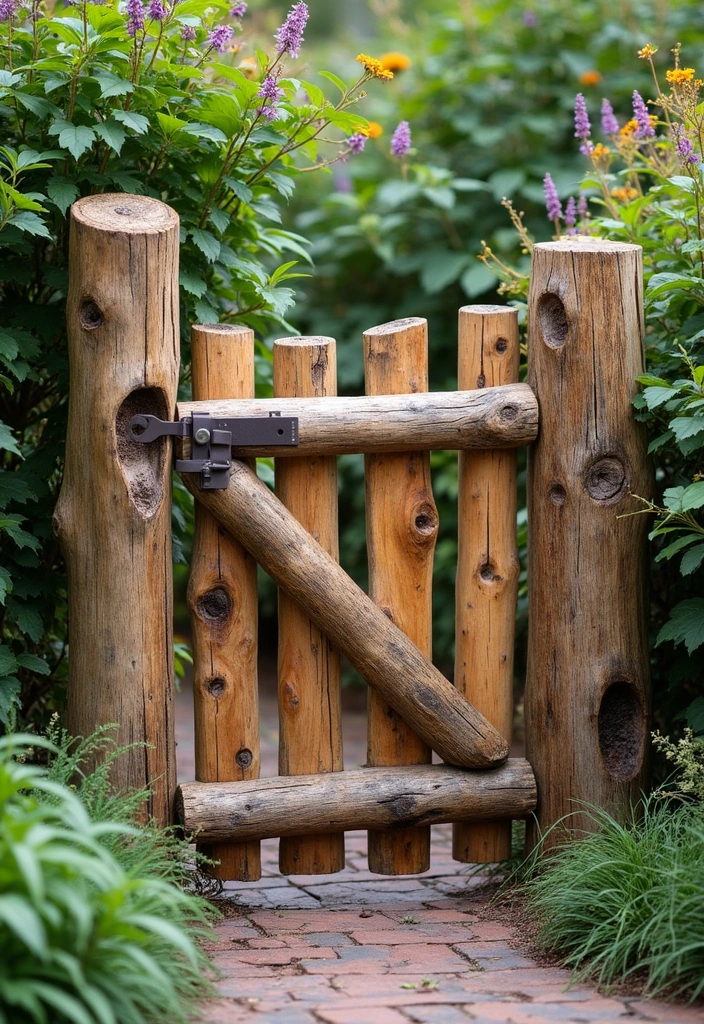 25 Backyard Entrance Ideas That Make a Grand First Impression 7 25 Backyard Entrance Ideas That Make a Grand First Impression - 7. Rustic Handcrafted Gate.