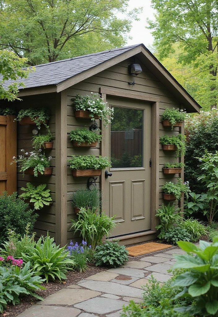 25 Backyard Shed Ideas That Add Storage With Style 2. Vertical Garden Shed
