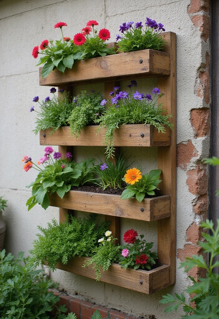 25 Backyard Wall Ideas That Add Texture and Privacy - 1. Vertical Pallet Garden