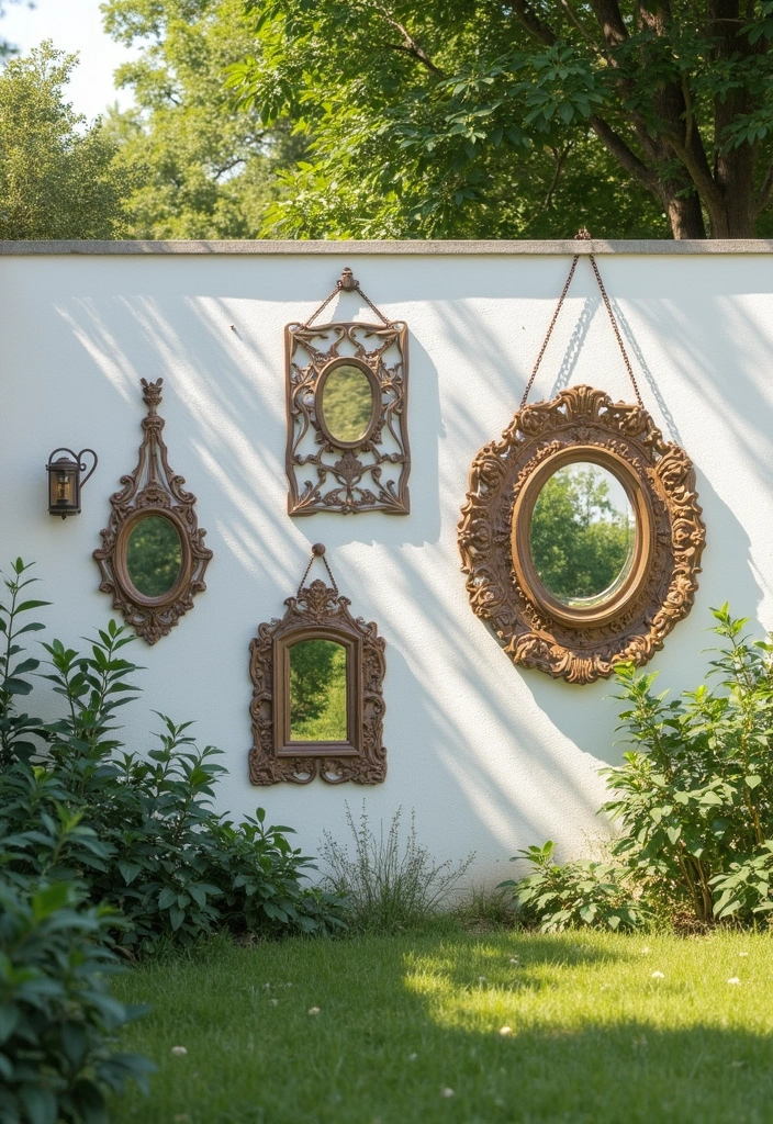 25 Backyard Wall Ideas That Add Texture and Privacy - 14. Outdoor Mirrors
