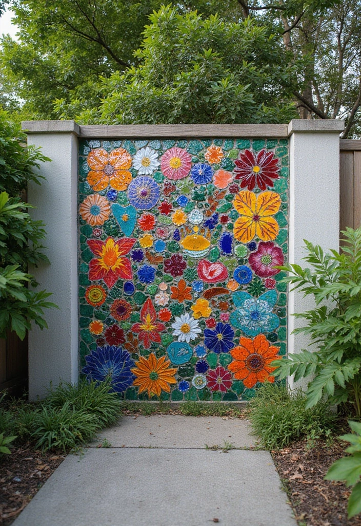 25 Backyard Wall Ideas That Add Texture and Privacy - 15. Colorful Mosaic Walls