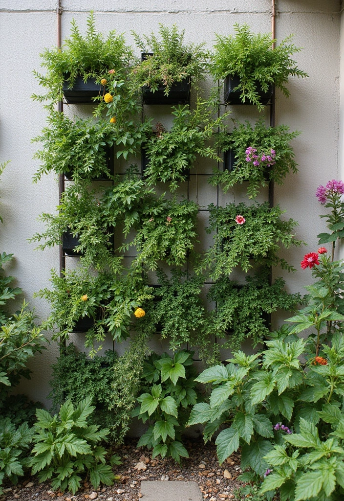 25 Backyard Wall Ideas That Add Texture and Privacy - 19. Vertical Garden Grids