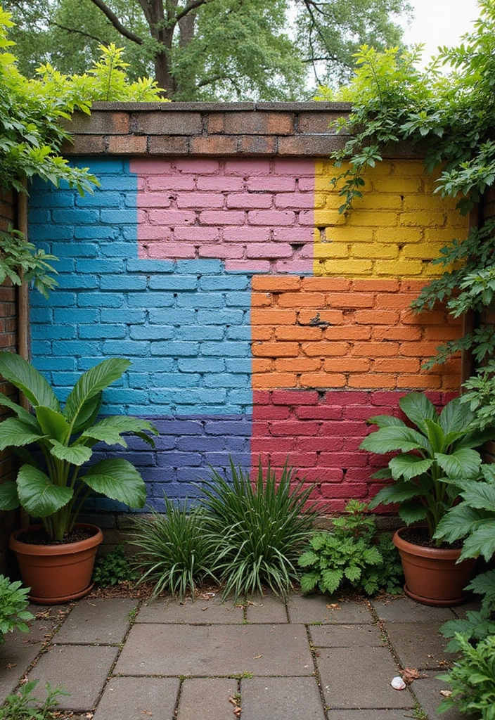 25 Backyard Wall Ideas That Add Texture and Privacy - 23. Painted Brick Walls