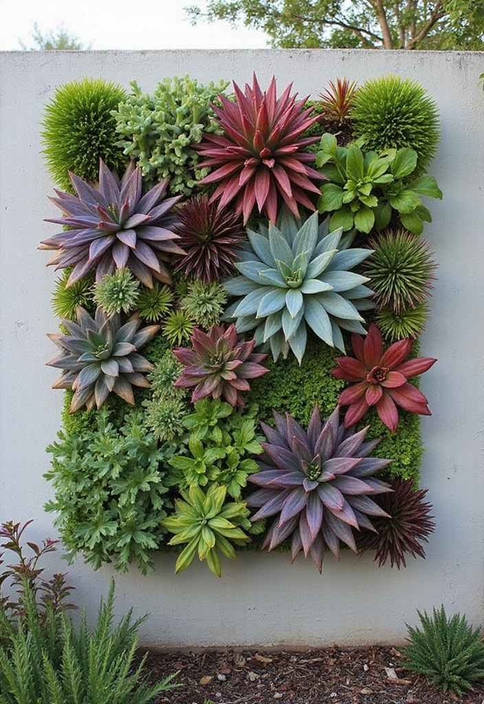 25 Backyard Wall Ideas That Add Texture and Privacy - 4. Vertical Succulent Garden