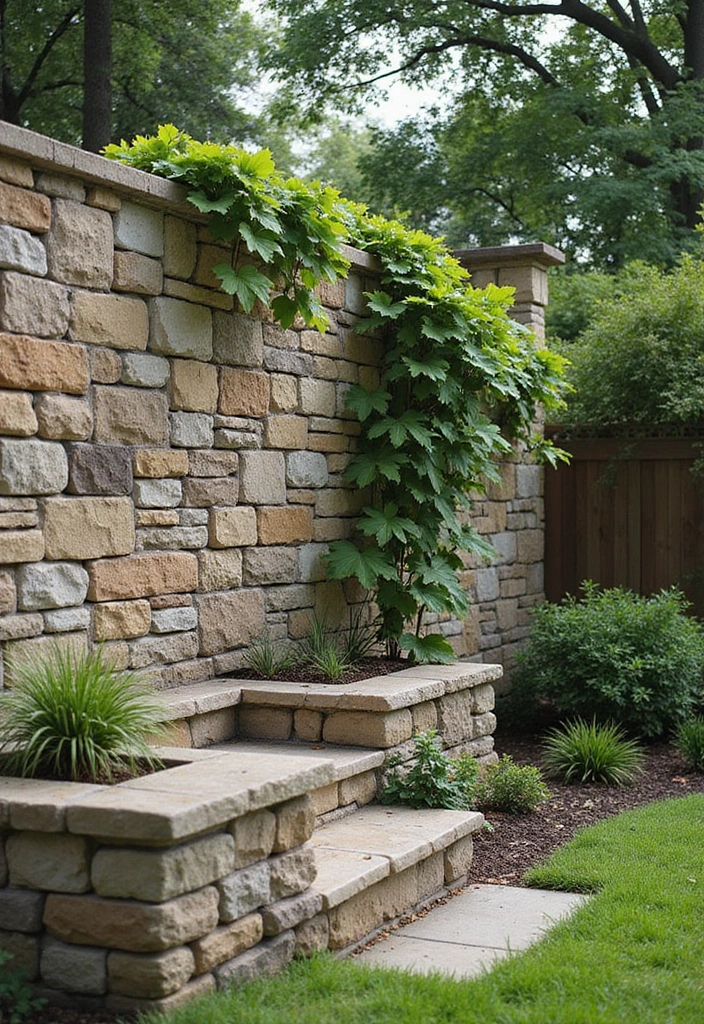 25 Backyard Wall Ideas That Add Texture and Privacy - 5. Stone and Rock Walls