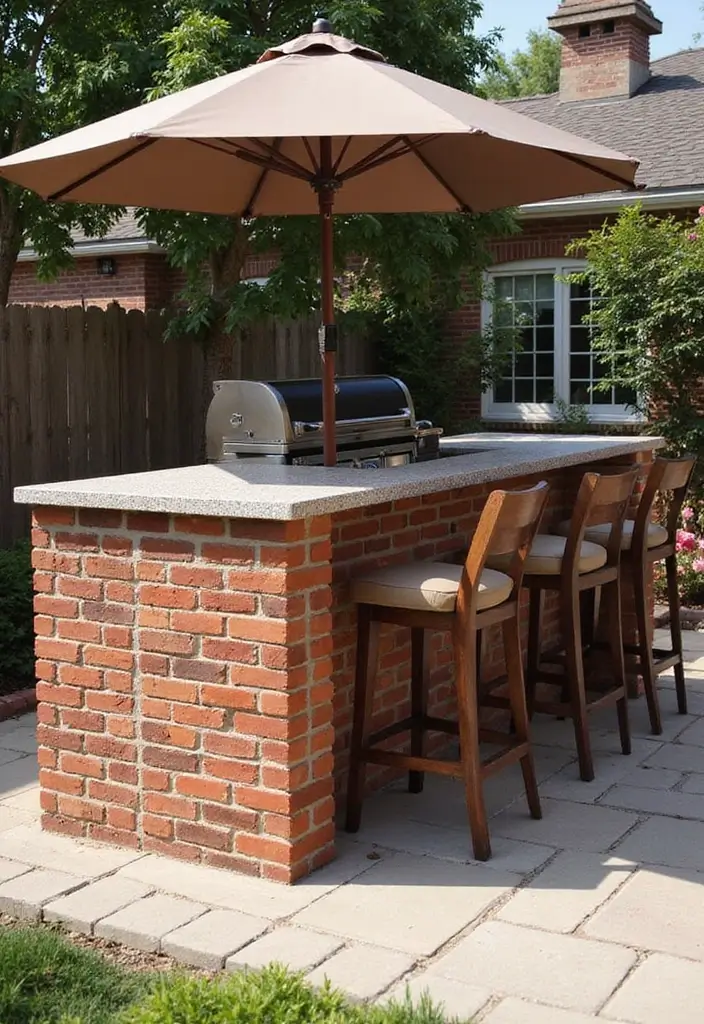 25 Brick Backyard Designs That Feel Timeless and Elegant - 13. Brick BBQ Island
