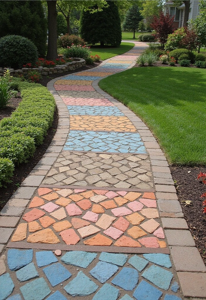 25 Brick Backyard Designs That Feel Timeless and Elegant - 25. Artistic Brick Mosaic Path