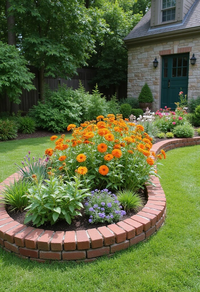 25 Brick Backyard Designs That Feel Timeless and Elegant - 6. Chic Brick Border for Flower Beds