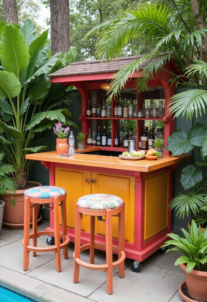 25 Kitchen Backyard Setups Perfect for Summer Parties - 11. Outdoor Bar and Lounge Area