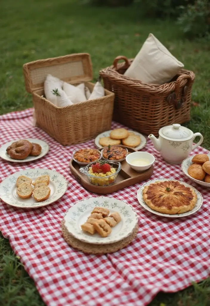 25 Kitchen Backyard Setups Perfect for Summer Parties - 17. Vintage Style Picnic Setup