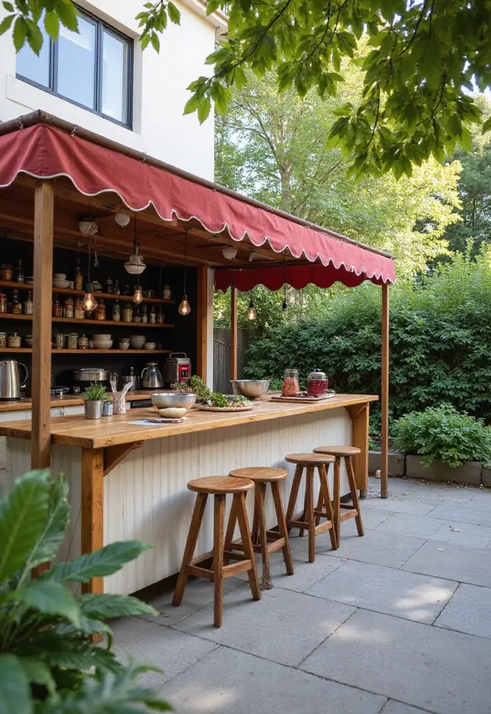 25 Kitchen Backyard Setups Perfect for Summer Parties - 22. Stylish Outdoor Cooking Class Space