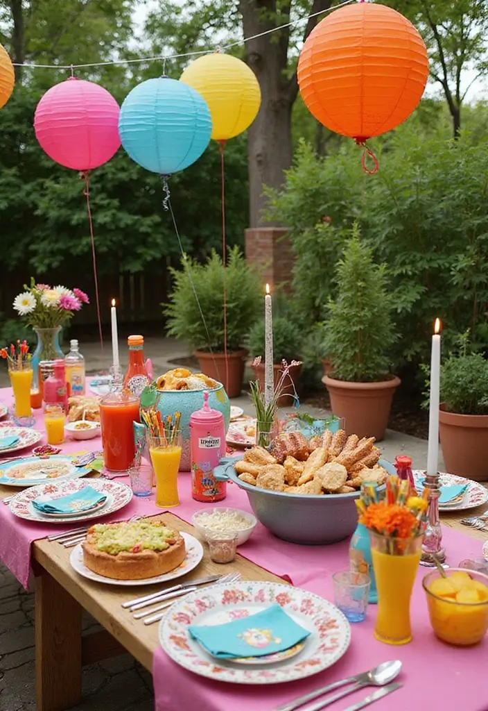 25 Kitchen Backyard Setups Perfect for Summer Parties - 23. Fun-Themed Outdoor Celebration