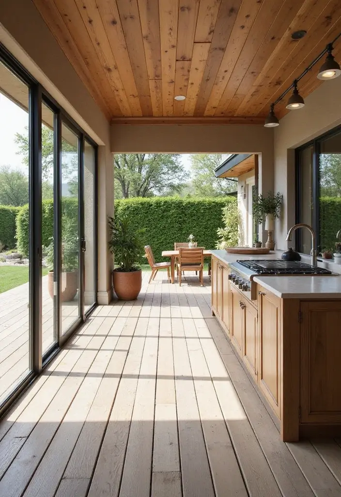 25 Kitchen Backyard Setups Perfect for Summer Parties - 3. Open-Air Kitchen with Garden Views