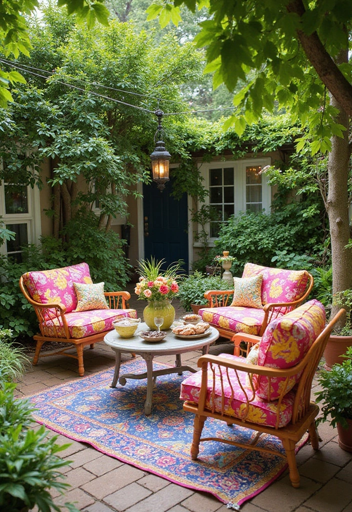 25 Kitchen Backyard Setups Perfect for Summer Parties - 5. Colorful Outdoor Oasis