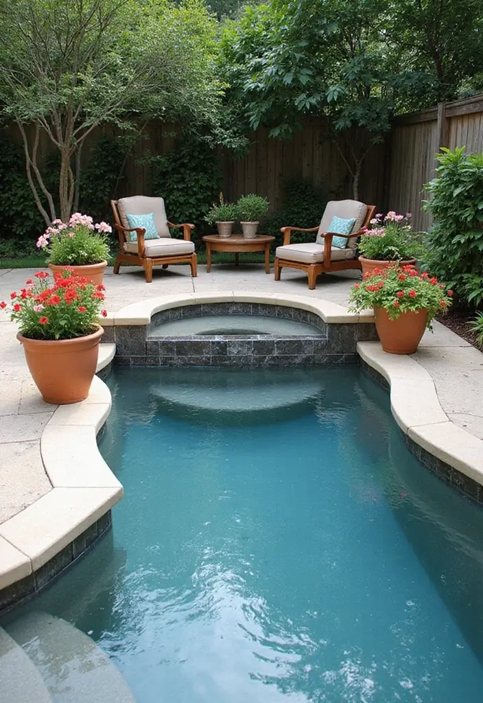 25 Small Backyard Pools That Maximize Every Inch 16. Pool with Built in Planters