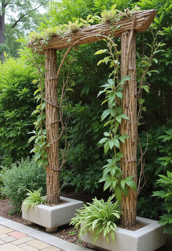 27 Backyard Decoration Ideas That Instantly Refresh Spaces - 15. Natural Trellis for Climbing Plants