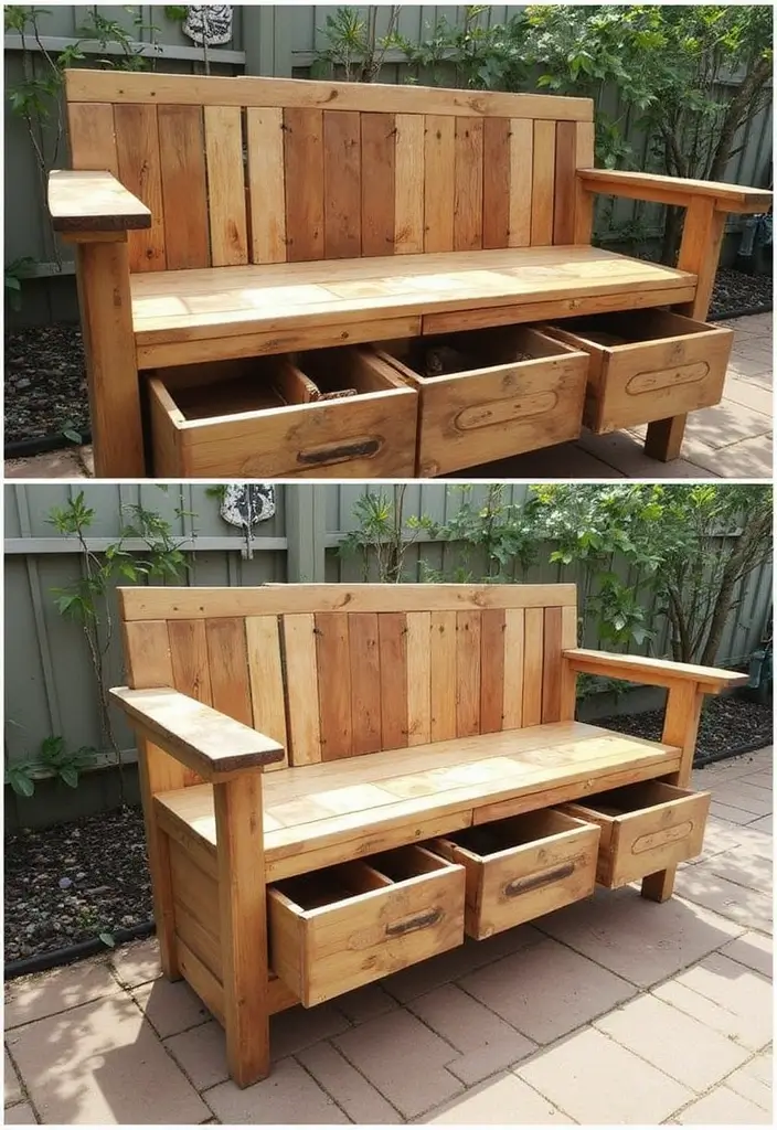 27 Backyard Decoration Ideas That Instantly Refresh Spaces - 25. Garden Bench with Storage