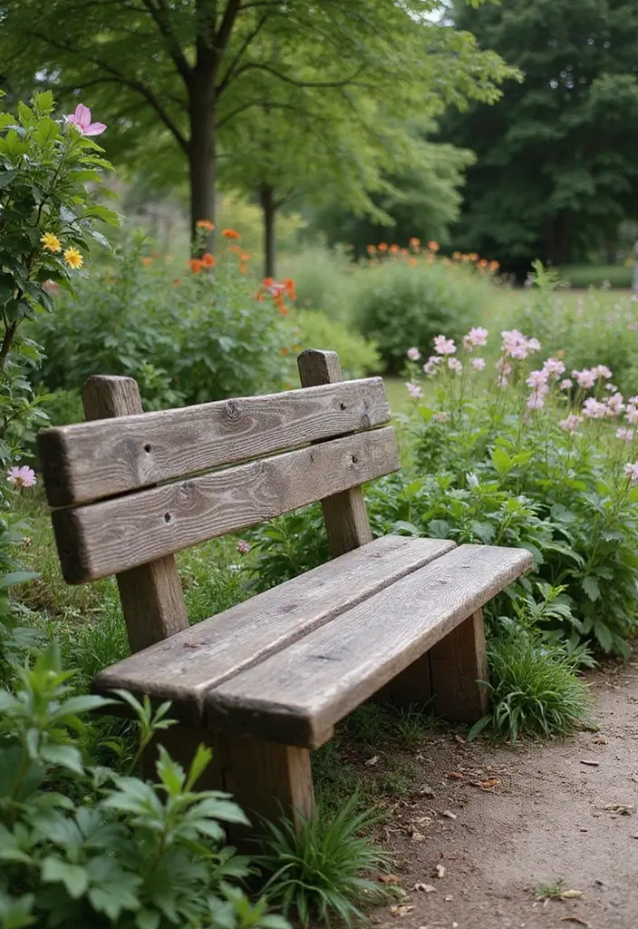 27 Backyard Inspo Pins People Can’t Stop Saving - 7. Rustic Wooden Bench