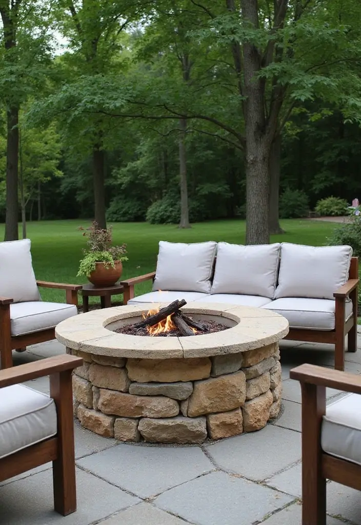 27 Backyard Landscaping With Fire Pit Inspirations 1 27 Backyard Landscaping With Fire Pit Inspirations 1. Fire Pit Surrounded by Natural Stone