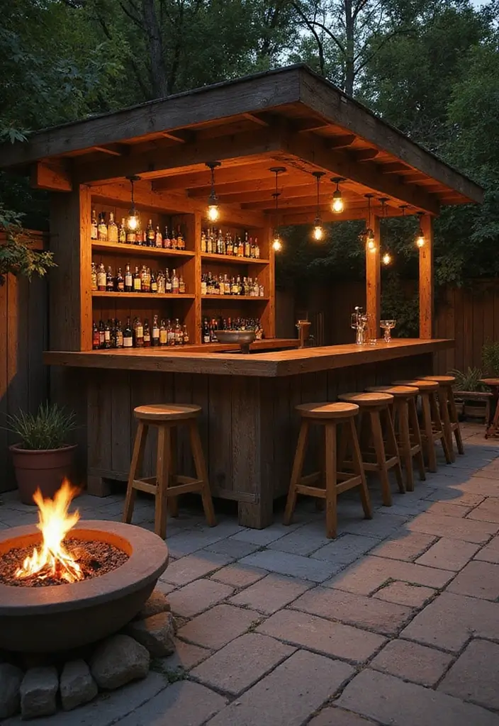 27 Backyard Landscaping With Fire Pit Inspirations 13 27 Backyard Landscaping With Fire Pit Inspirations 13. Fire Pit with a Rustic Bar