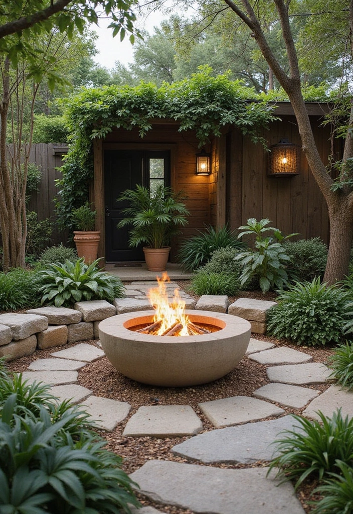 27 Backyard Landscaping With Fire Pit Inspirations 26 27 Backyard Landscaping With Fire Pit Inspirations 26. Fire Pit with Eco Friendly Elements