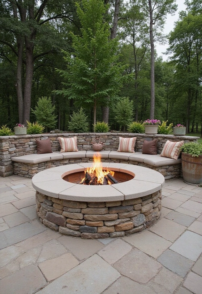 27 Backyard Landscaping With Fire Pit Inspirations 7 27 Backyard Landscaping With Fire Pit Inspirations 7. Fire Pit with Stone Seating Wall