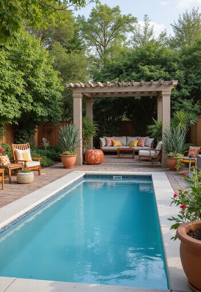 27 Backyard Landscaping With Pool That Look Breathtaking - 17. Seasonal Decor Themes