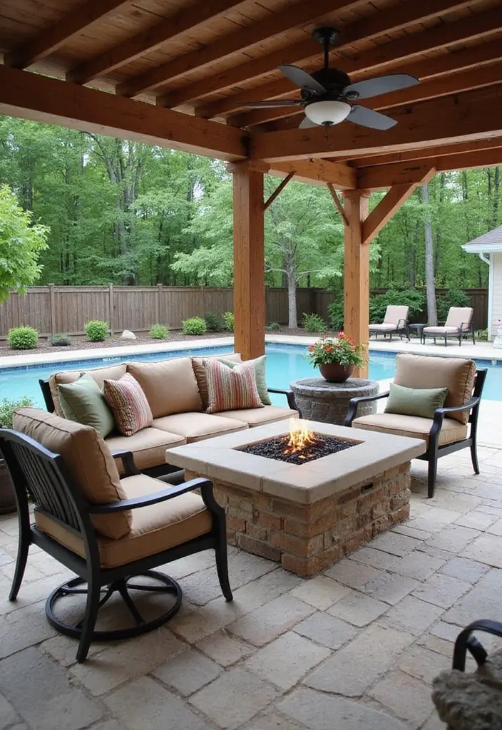 27 Backyard Landscaping With Pool That Look Breathtaking - 19. Outdoor Living Rooms