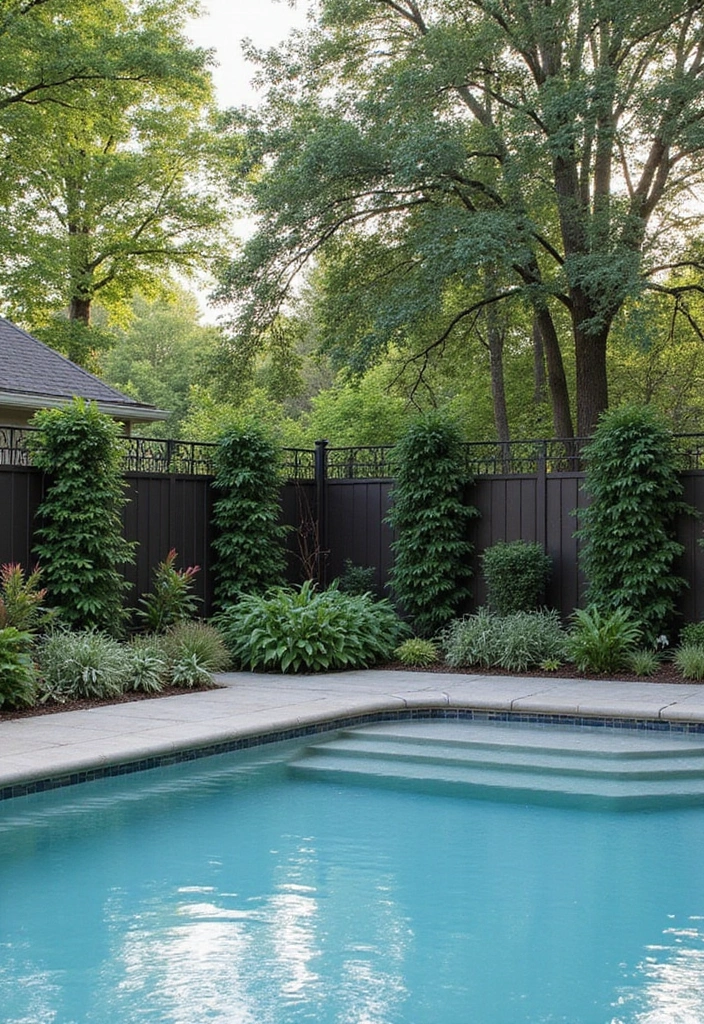 27 Backyard Landscaping With Pool That Look Breathtaking - 20. Privacy Screens and Fencing