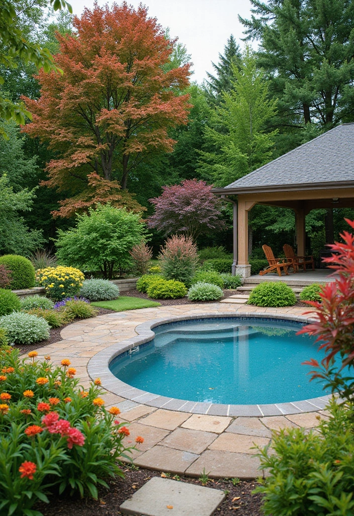 27 Backyard Landscaping With Pool That Look Breathtaking - 27. Seasonal Planting