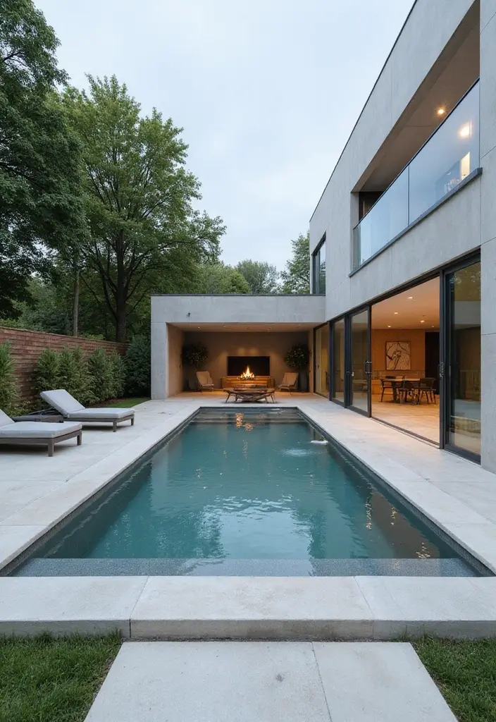 27 Backyard Landscaping With Pool That Look Breathtaking - 3. Minimalist Elegance