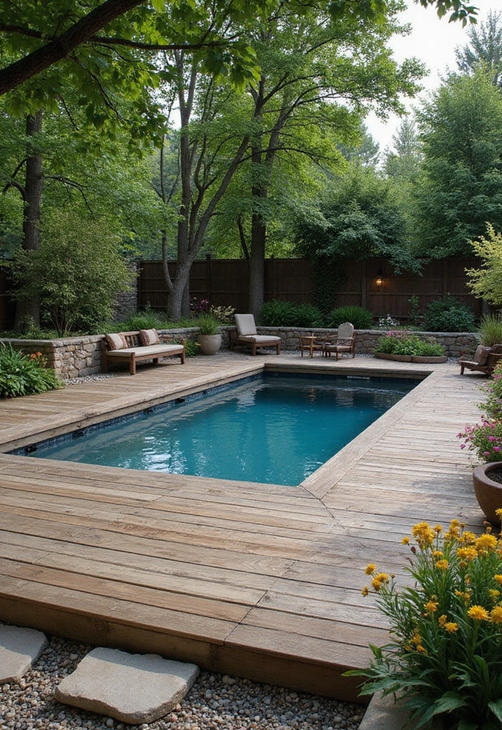 27 Backyard Landscaping With Pool That Look Breathtaking - 4. Rustic Retreat