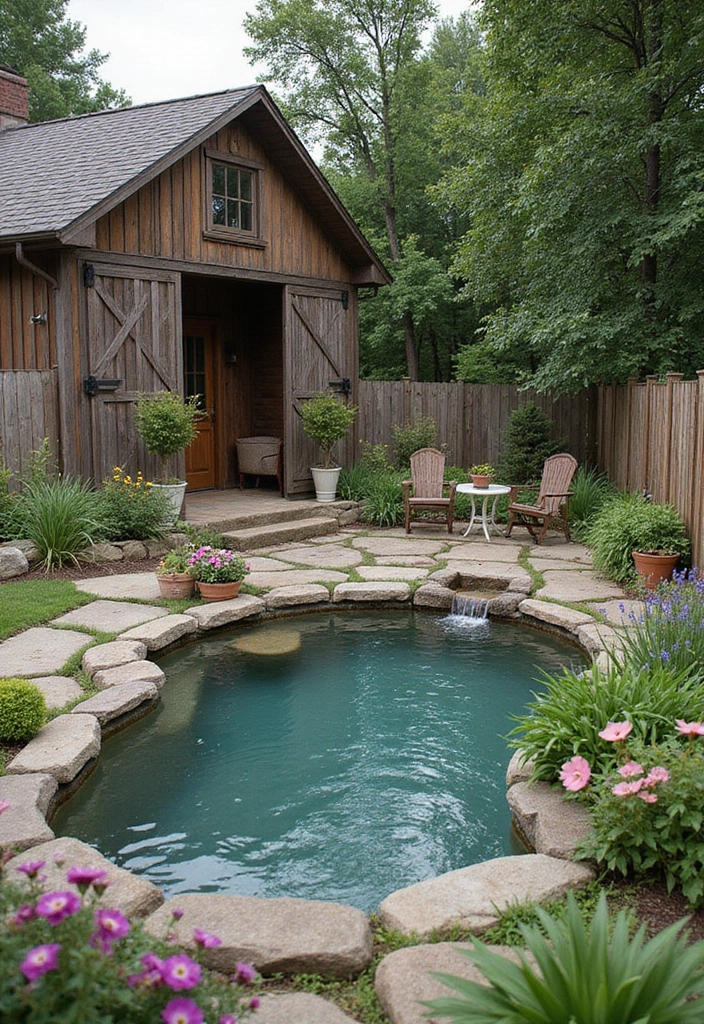 27 Backyard Landscaping With Pool That Look Breathtaking - 7. Rustic Barn Pool
