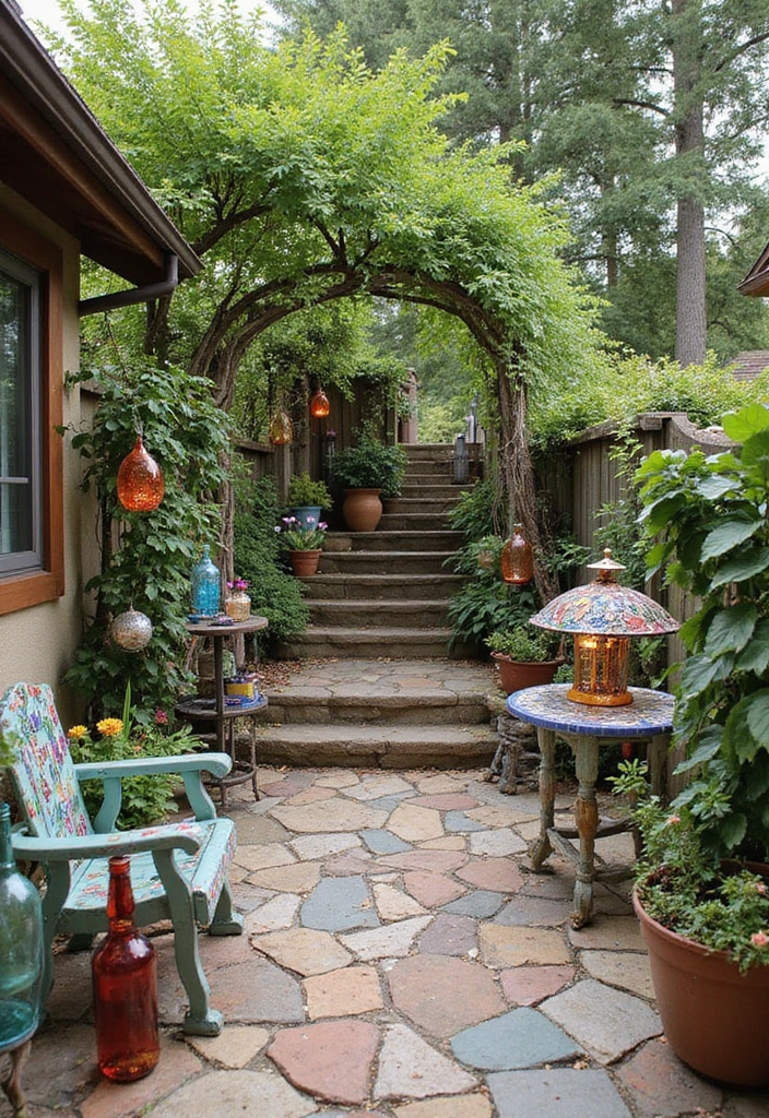 27 Backyard Patio Ideas Pinterest Users Are Loving 18. Recycled Glass Decor