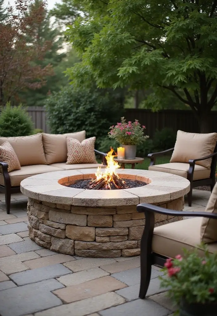 27 Backyard Patio Inspirations Everyone Will Want to Copy 4. Natural Stone Fire Pit
