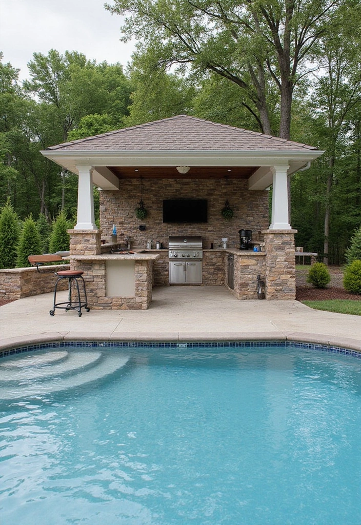 27 Pool in Backyard Ideas That Turn Homes Into Resorts - 21. Outdoor Kitchen by the Pool