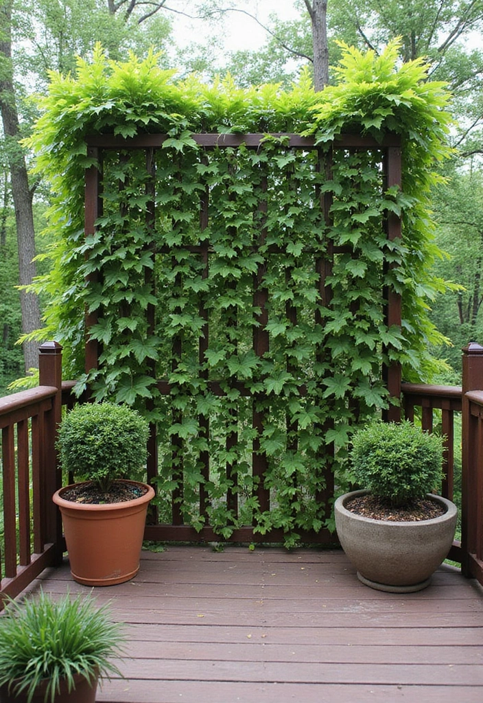 27 Small Backyard Deck Ideas That Maximize Tight Spaces - 17. Vertical Trellis Gardens