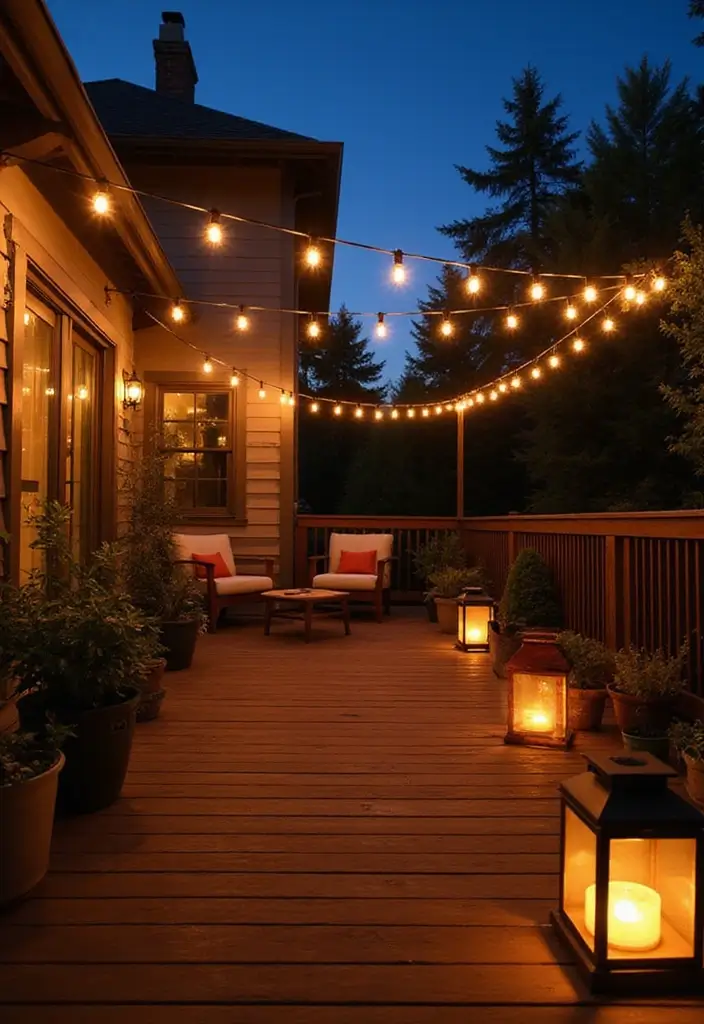 27 Small Backyard Deck Ideas That Maximize Tight Spaces - 6. Smart Lighting Solutions