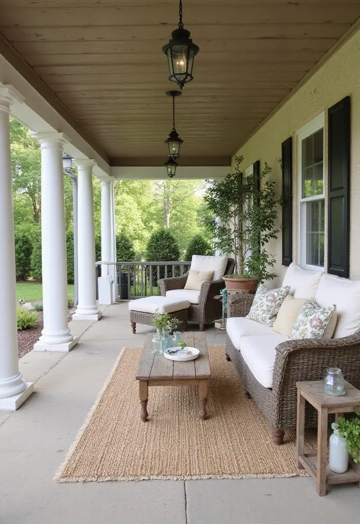 28 Backyard Covered Patio Ideas for All Seasons - 11. Farmhouse Charm