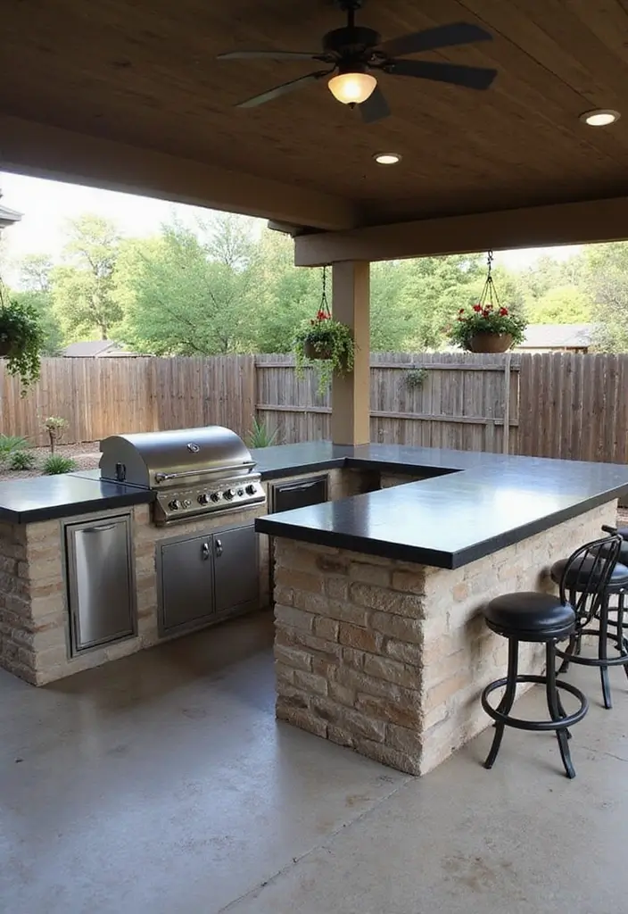 28 Backyard Covered Patio Ideas for All Seasons - 12. Outdoor Kitchen Delight