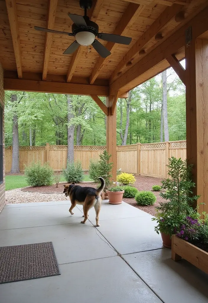 28 Backyard Covered Patio Ideas for All Seasons - 20. Pet-Friendly Spaces