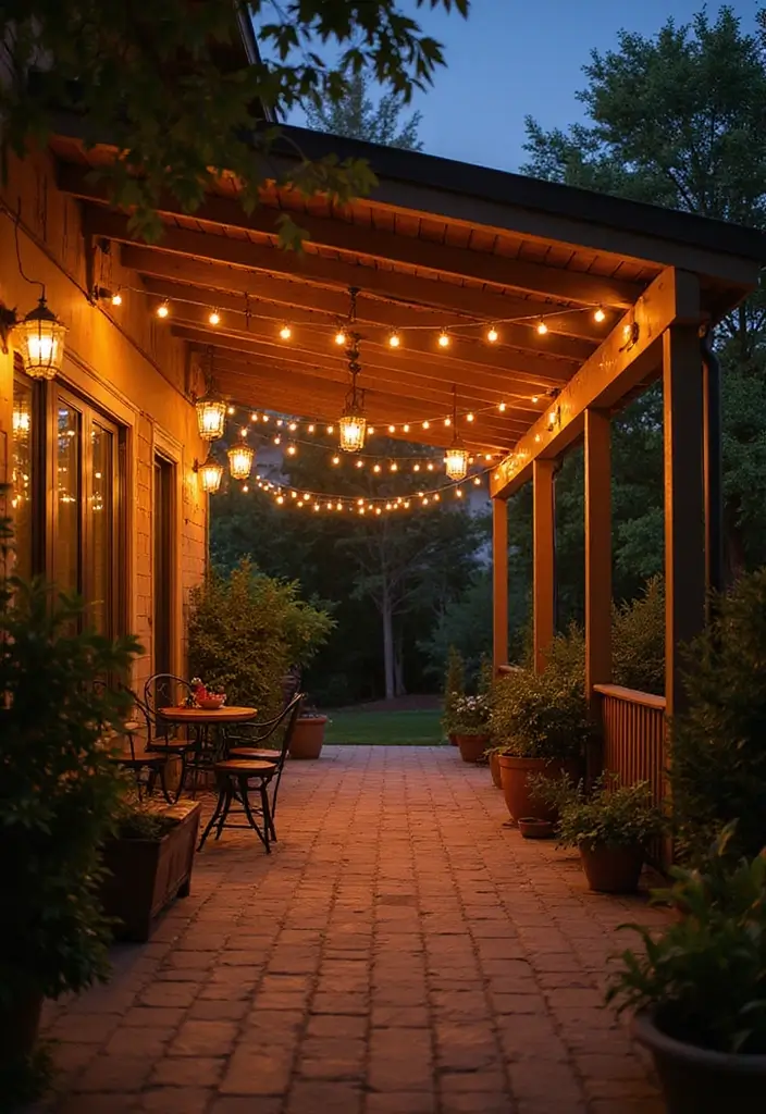 28 Backyard Covered Patio Ideas for All Seasons - 26. Artful Lighting Fixtures