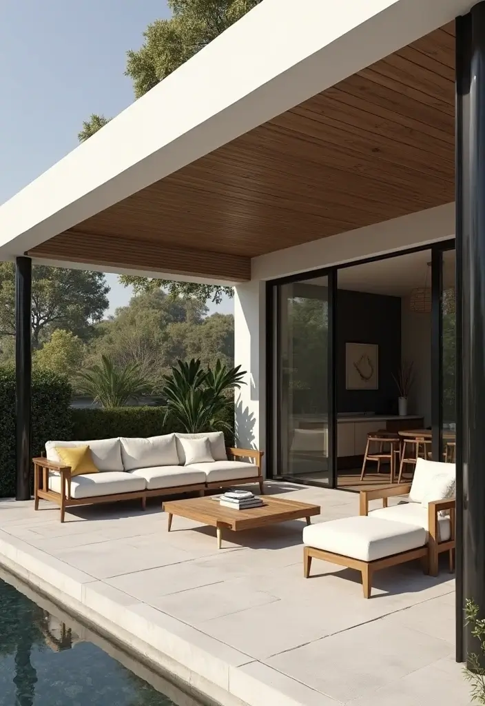 28 Backyard Covered Patio Ideas for All Seasons - 6. Sleek Modern Design